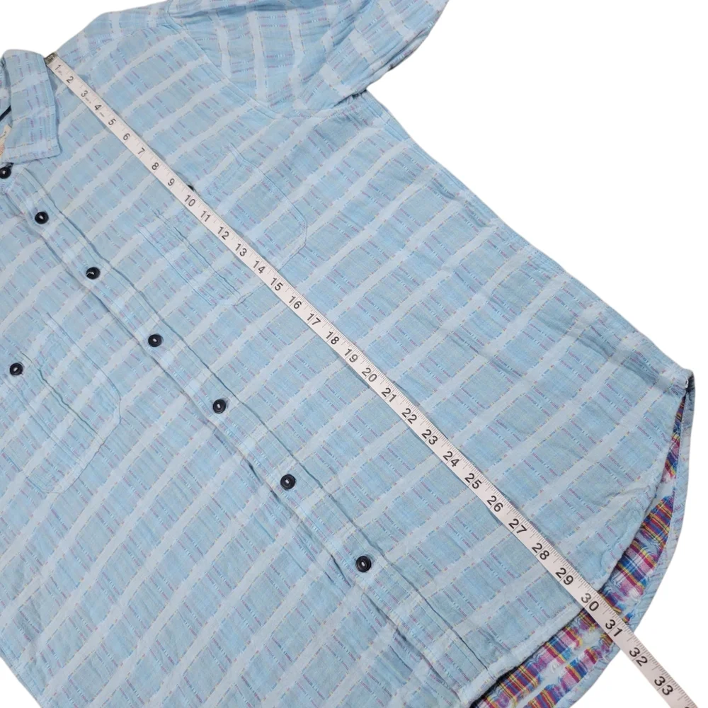 Carbon 2 Cobalt Button Up Shirt‎ Mens Large Blue Cotton Gauze Pockets Colorful